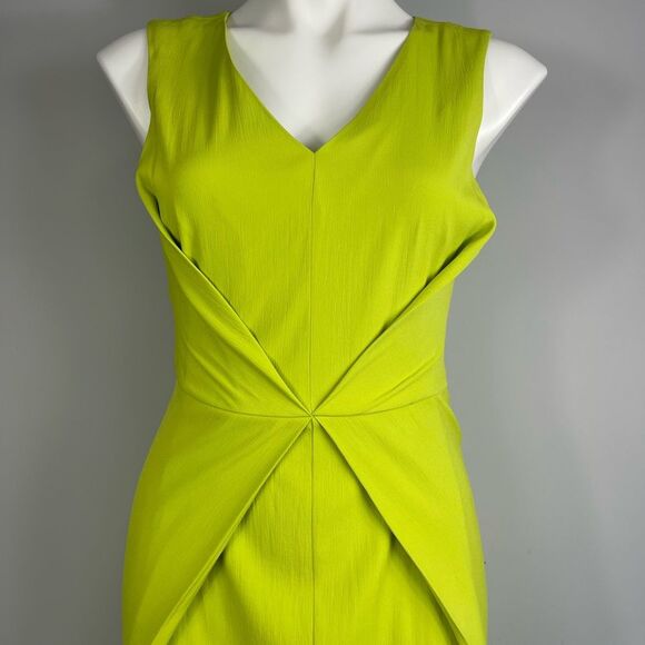 Universal Standard Raven Fitted V-neck Sleeveless Dress Lime Highlighter Green 4 - Picture 7 of 16